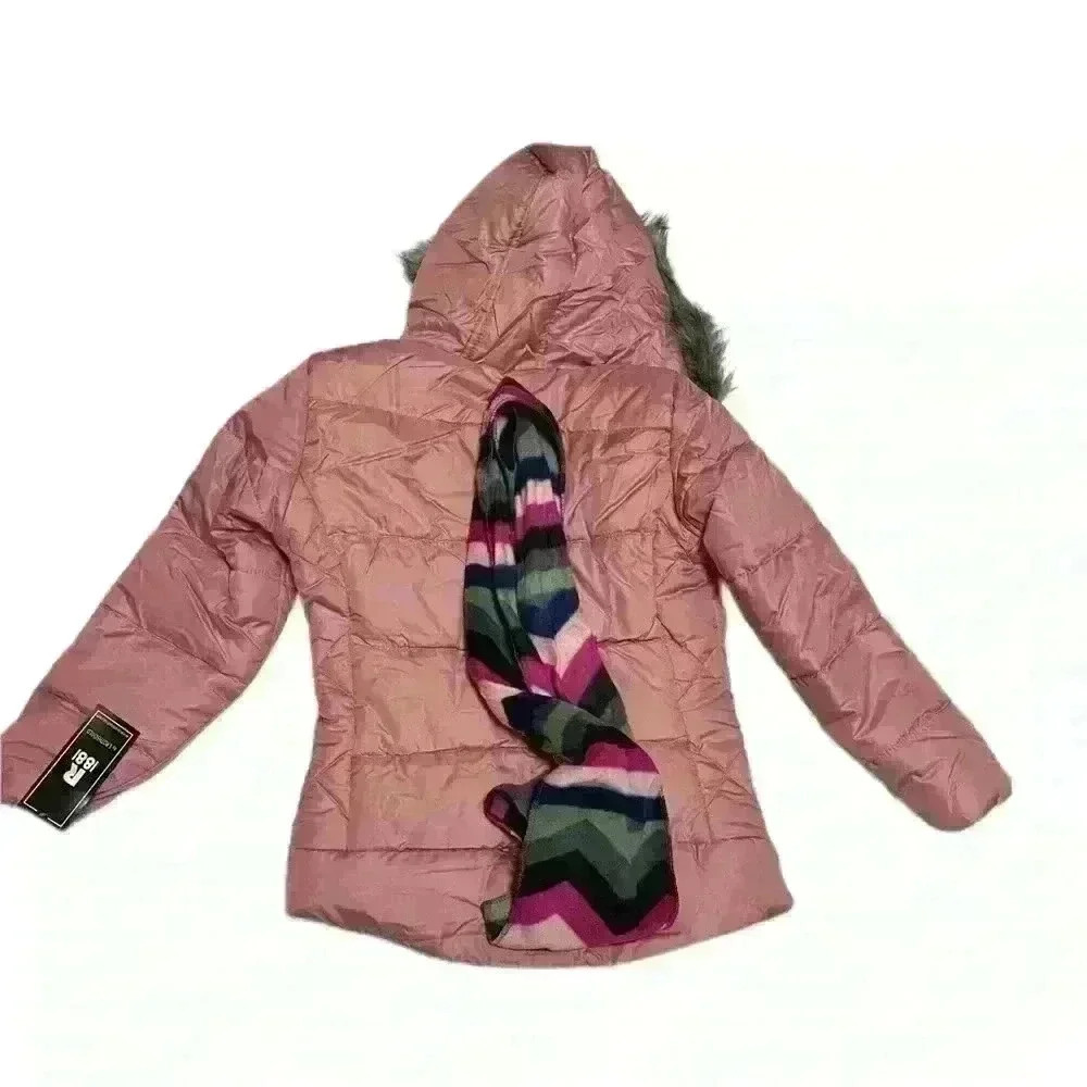 S Rothschild & CO Big Girls Solid Quilted Puffer Jacket and Scarf Set M 10/12 - Picture 12 of 15